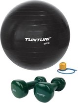 Tunturi - Fitness Set - Vinyl Dumbbell 2 x 2 kg  - Gymball Zwart 65 cm