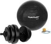 Tunturi - Fitness Set - Vinyl Halterset 15 kg  - Gymball Zwart 75 cm