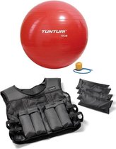 Tunturi - Fitness Set - Gewichtsvest 10 kg - Gymball Rood 75 cm