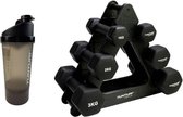 Tunturi - Fitness Set - Dumbbell Opbergrek incl 2x 1 t/m 3 dumbbells  - Shakebeker