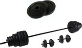 Tunturi - Fitness Set - Vinyl Barbell/Dumbbell Set 50Kg  - Halterschijven 2 x 2,5 kg