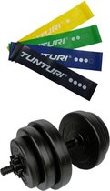 Tunturi - Fitness Set - Vinyl Halterset 15 kg - Weerstandsbanden 4 stuks
