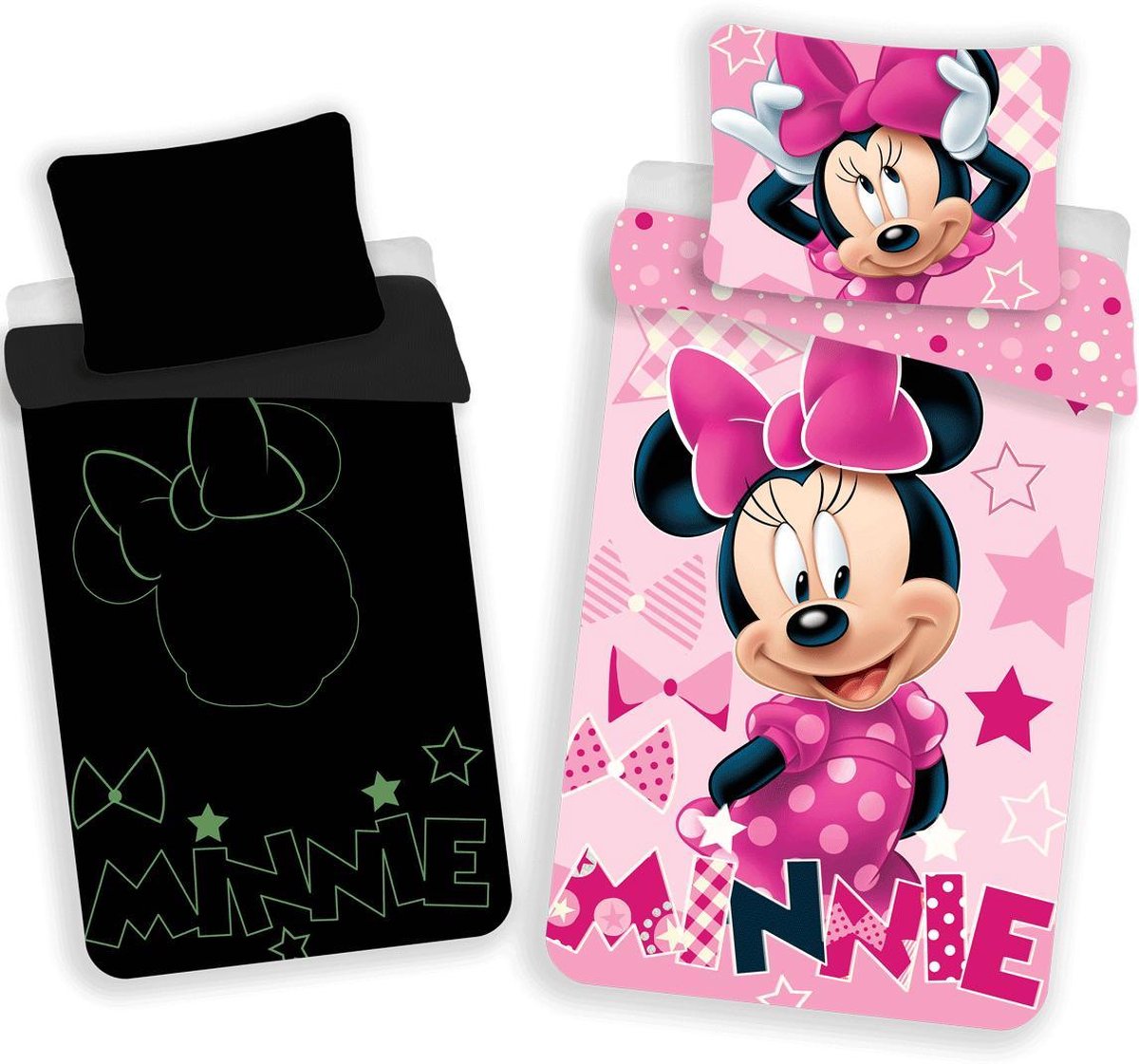Disney Minnie Mouse Glow in the Dark - Dekbedovertrek - Eenpersoons - 140 x 200 cm - Roze - Disney Minnie Mouse