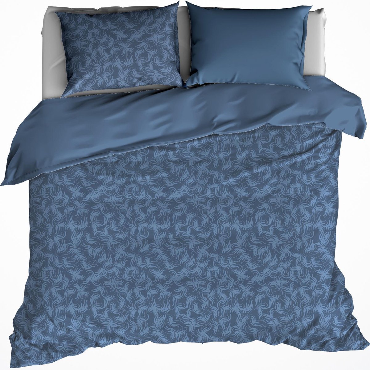 De Witte Lietaer Dekbedovertrek Katoen Flanel Alvaro - Lits Jumeaux - 240 x 220 cm - Blauw