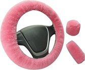 Zachte Pluche Stuurhoes - Stuurhoes Auto - Stuurhoes Set - Roze