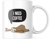 Mok met cartoon: I need coffee | Grappige mok | Cadeau | Koffiemok | Koffiebeker | Theemok | Theebeker
