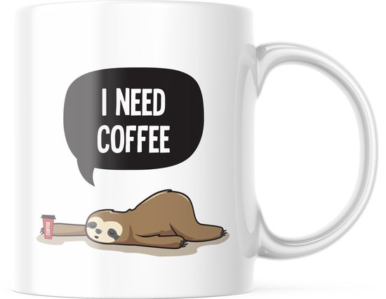 Mug avec dessin animé : j'ai besoin de café | Mug drôle | Cadeau | Tasse de café | Gobelet à café | Tasse à thé | Tasse de thé