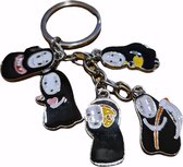 Metalen sleutelhanger met bedeltjes gebaseerd op bekende, Japanse animatiekarakters (kawaii, animé, spirited away, ghibli, manga, Harajuku, Azië, Asia, animatie, film, Japan)