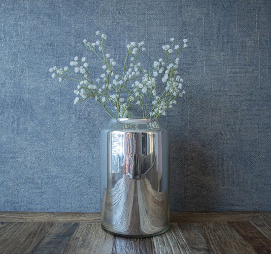 Zakkia Zilveren Ronde Bloemen Vaas - Decoratie Vaas - 23 cm hoog en 15 cm -... | bol.com