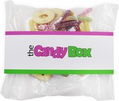 The Candy Box snoep mix snoepzakjes - 'Ringsteken' snoep - Gevuld met 200 gram snoep mix - Uitdeel en verjaardag cadeau man, vrouw, kinderen met: Fruitgummy ringen en Zure staafjes