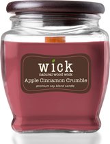 Colonial Candle – Wick Cinnamon Crumble - 425 gram | geurkaars sojablend | 60 tot 90 branduren | houten knisperlont | kruidig en warm | appel, sinaasappel, fris groen, kaneel, amber | herfst 