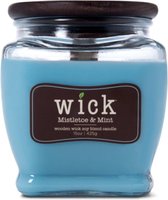 Colonial Candle – Wick Mistletoe & Mint - 425 gram | geurkaars sojablend | 60 tot 90 branduren | houten knisperlont | kerst en winter geur |