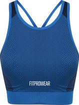 FitProWear Naadloze Sporttop Milano Dames - Blauw/Navy - Maat XS - Stretch - Sporttop - Crop Top - Naadloze sporrtop - Sportkleding - Sporthemd - Sport BH - Fitness Beha - Fitness