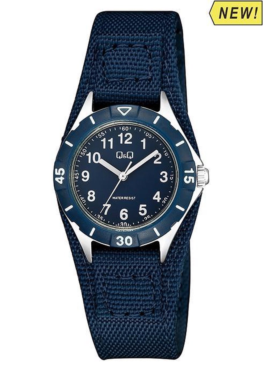QQ-Stoer jongens horloge-Klittenband sluiting-Blauw-QZ75J365