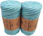 Cafuné macramé garen - enkel gedraaid -3mm-mint-90m-250g-uitkambaar-katoen touw