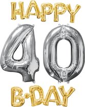 Amscan Folieballonnen 40 Happy B-day Goud/zilver 4-delig