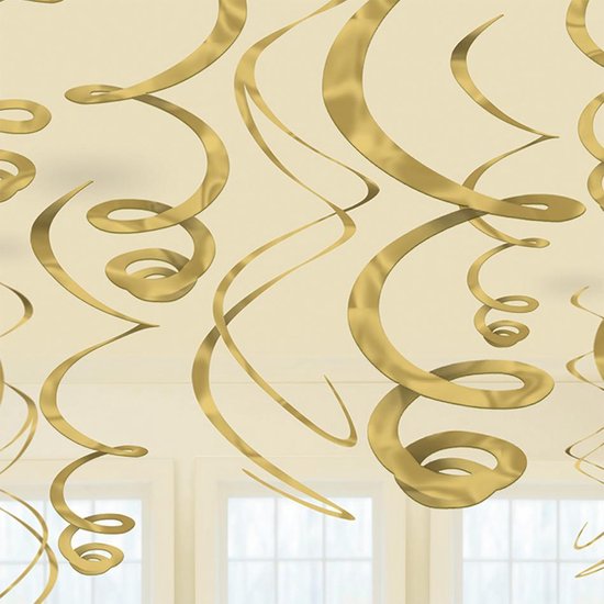 Amscan - 12 Swirls goud 55 cm | bol