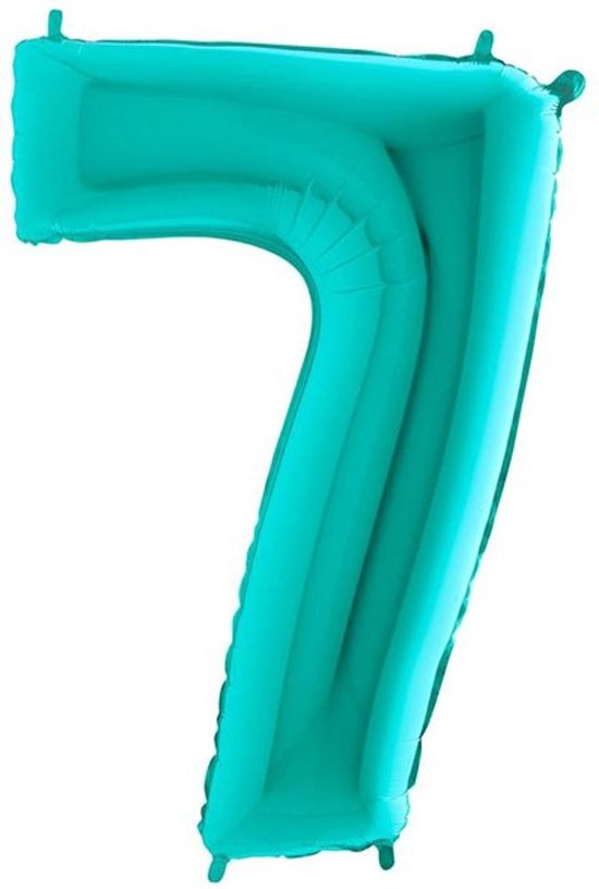 Folieballon Cijfer 7 Turquoise - 100 Centimeter