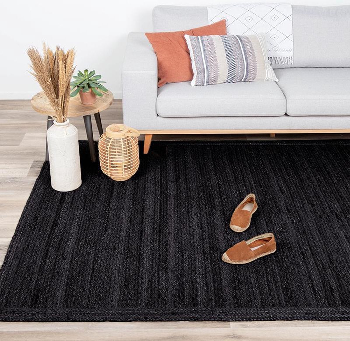 NATURL. Jute vloerkleed - Fair Zwart - 80x150cm