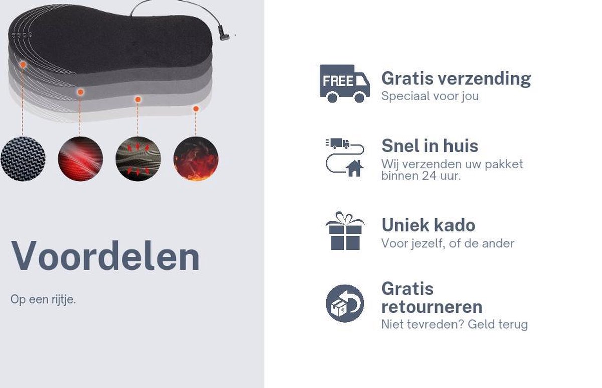 USB Verwarmde winter Inlegzolen maat 40 - 44 - Elektrothermisch -  Waterdicht - | bol.com