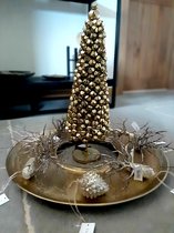 Alinterieur - Decoratieve kerstboom op voet - Goud - Met belletjes