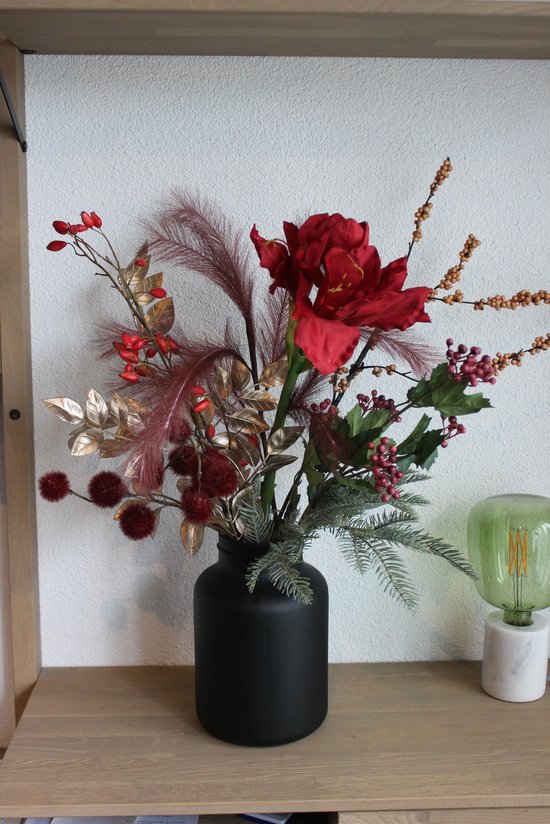 Bouquet de Soie - Couleurs de Noël - Hauteur 70 cm - 9 Fleurs Artificielles  | bol.com