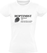 HOPTIMIST | Dames T-shirt | Wit | Bier | Gebrouwen | Kroeg | Ambacht | Optimist | Cadeau