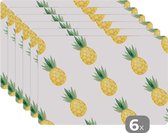 Placemat - Placemats kunststof - Ananas - Fruit - Patronen - 45x30 cm - 6 stuks - Hittebestendig - Anti-Slip - Onderlegger - Afneembaar