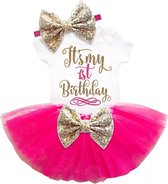 Cakesmash outfit Elegant  hot pink / first birthday outfit / eerste verjaardag set / een jaar / babykleding / kleding 1 jaar - It's my first birthday