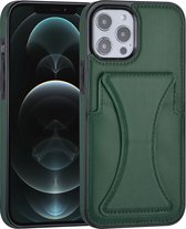 Groen hoesje voor iPhone 12 Pro Max - Back Cover - Pasjeshouder - Multifunctionele Handstrap