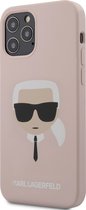 Roze hoesje van Karl Lagerfeld - Backcover - iPhone 12 - 12 Pro - Karl's Head