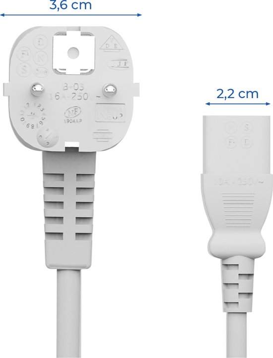 Allteq C13-120-W, 2 m, CEE7/4, H05VV-F, 230 V