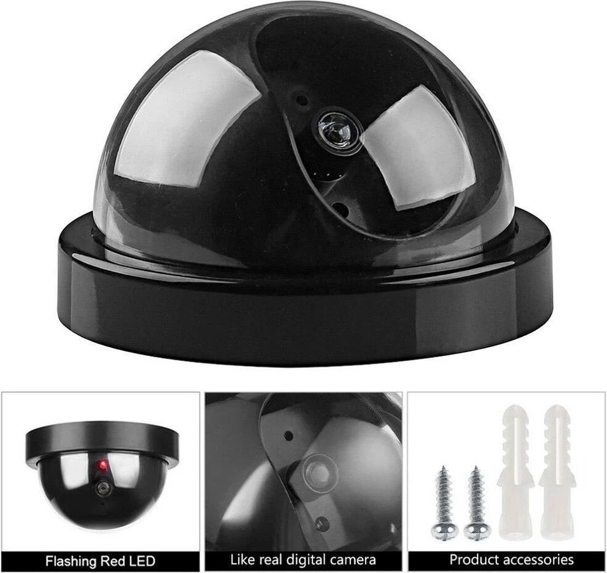 dummy beveiligingscamera - met led licht - binnen - buiten - nep camera