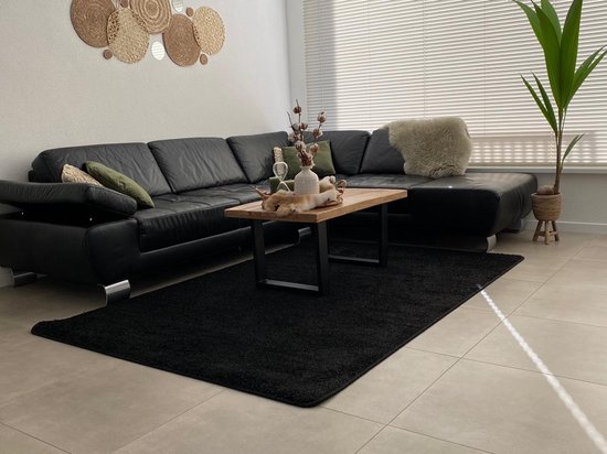 Carpetsale24 Vloerkleed Antraciet Effen Laagpolig Vloerkleed voor woonkamer of slaapkamer Modern en zacht Tapijt 120 cm Rond