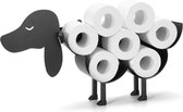 WC Rolhouder Hond - Staand - Met Plankje - Zonder Boren - Toiletrolhouder - Reserverolhouder - Zwart