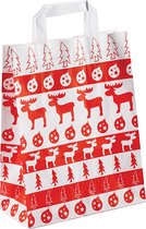 25 x Papieren Kersttassen / Kerst draagtassen / Geschenk zakjes / tasjes "Noorwegen" Met Platte Oren 22 x 10 x 28cm