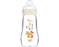 MAM - Feel Good Babyfles Glas - 260 ML - Hygiënisch - 0+ Maanden - Mat - Uni