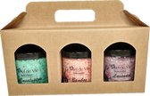 Luxe Dode zee badzout pakket 3 x 300 gram in mooie geschenkverpakking. Eucalyptus, Bamboe en Lavendel