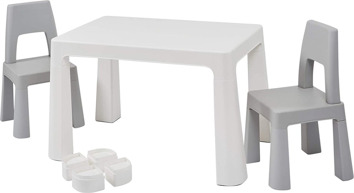 Kindertafel en stoeltjes - Wit en Grijs - Verstelbare speeltafel met 2  stoeltjes -... | bol.com