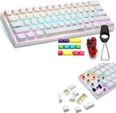 Obins ANNE PRO 2 Mechanisch Gaming Toetsenbord - 60% lay out - 61 toetsen Bluetooth 5.1 draadloos / bekabeld mechanisch RGB-toetsenbord met achtergrondverlichting -Wit - Gateron optische Rode