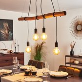 Belanian.nl - vintge Scandinavisch Boho-stijl  E27 fitting,hanglamp zwart, licht hout, 4 lichts  ,Industrieel hanglamp,modern hanglamp, , retro hanglamp voor  Eetkamer, keuken, sla