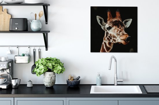 Toile Peinture Girafe - Animaux - Zwart - 50x50 cm - Décoration murale
