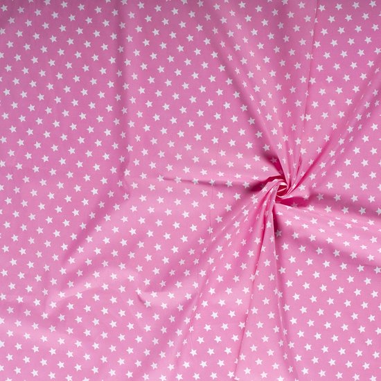 Tissu en Katoen - Grandes étoiles - 140cm de large - Rose clair - 10 mètres