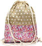 MiHella - Rugzak - Gymtas - Canvas - Shiny Panterprint - 44x35 cm - Stippen Zilver