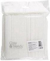 400 Cosy & Trendy 400 rietjes wit Biologisch afbreekbaar - Set van 200 x 2 - D0.4 x L14 cm - 400 stuks - Bio plastic