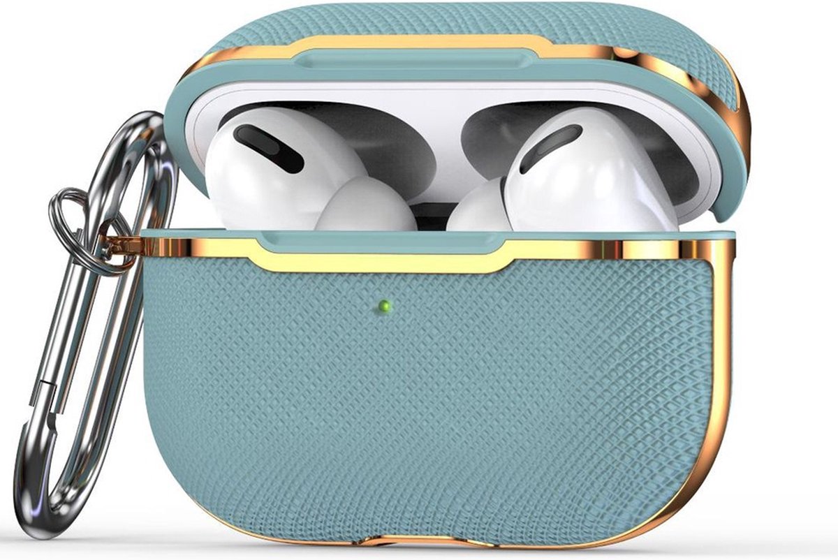 AirPods hoesjes van By Qubix - AirPods Pro / AirPods Pro 2 hoesje - Hardcase - Plated series - Blauw + goud Airpods Pro Case Hoesje voor Airpods pro