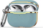 AirPods hoesjes van By Qubix AirPods Pro - AirPods Pro 2 hoesje - Hardcase - Plated series - Blauw + goud Airpods Pro Case Hoesje voor Airpods pro
