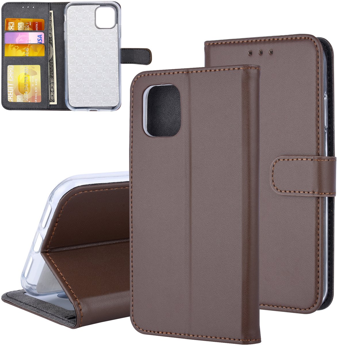 Bruin hoesje iPhone 11 - Book Case - Pasjeshouder - Magneetsluiting