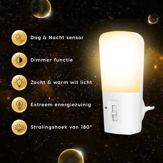 JandCase Nachtlampje stopcontact met schemersensor, 2 stuks, stopcontactlicht Dimbaar 3 helderheidsniveaus, 3000K warm wit, LED nachtlamp voor kinderkamer, slaapkamer, keuken, hal