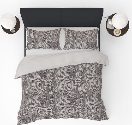 Refined Bedding Housse de couette Zebra Noir Et White 240 x 200/220 cm + 2 taies d'oreiller